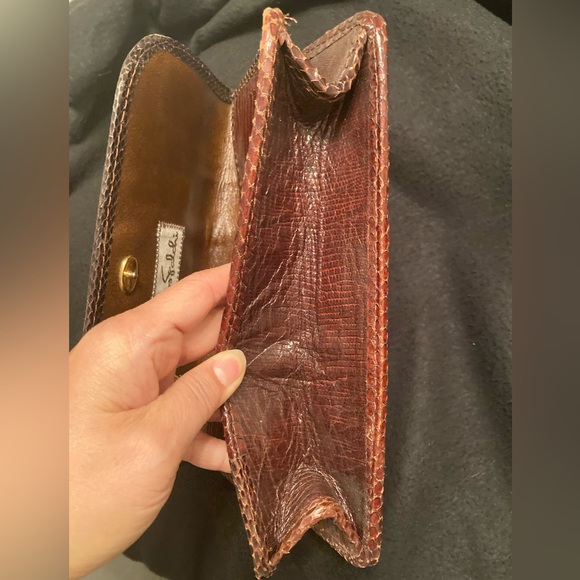 Vintage: Carlos Falchi snakeskin leather clutch, includes duster bag - Picture 6 of 11